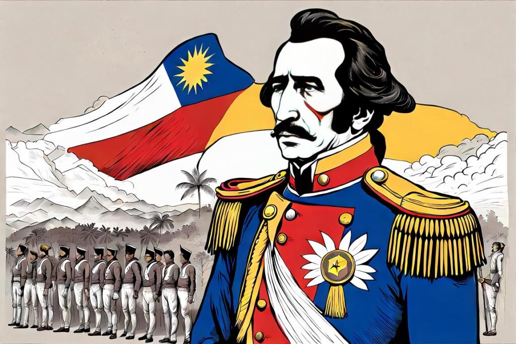 Simon Bolivar triste al ver el fin de la gran Colombia